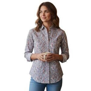 Morris Lady Liberty print Paisley blouse Sz 36 Countryside chic Feminine Shirt